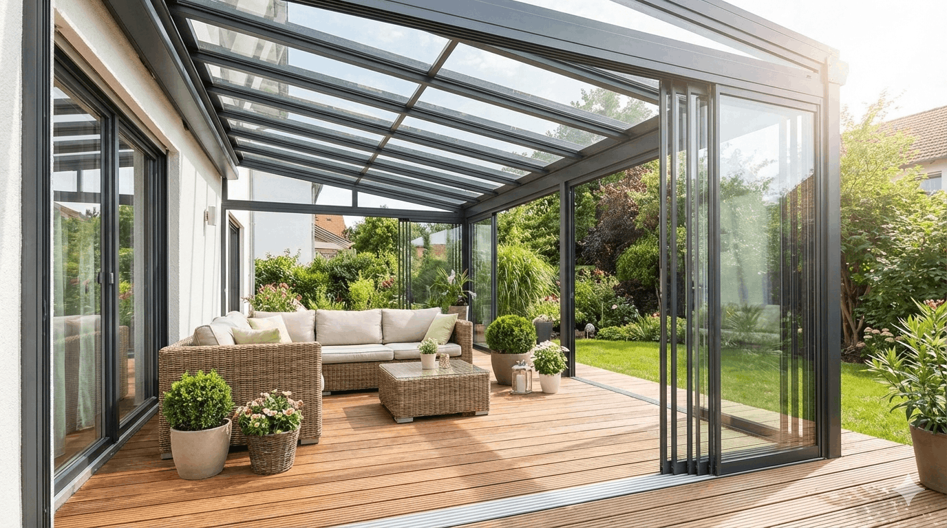 Terrassenüberdachung Heinsberg mit Glaselementen Heinsberg Terassenüberdachung mit Glasschiebetüren